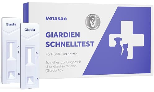 Vetasan 2X Giardien Schnelltest für Hund & Katze I Professioneller Giardientest zuverlässig & schnell I 98,3% Genauigkeit I Giardien Test, Giardia Test