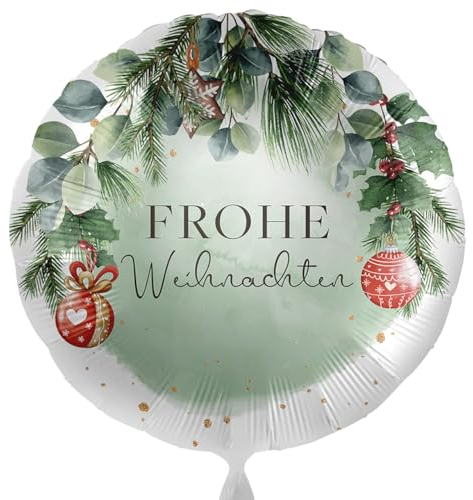 Folienballon Weihnachtskranz 'Frohe Weihnachten' Ballon Weihnachtsdeko Weihnachtsfeier Weihnachtskugeln Luftballon Made in EU, Deko und Geschenk zu Weihnachten