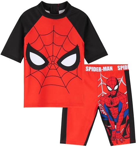 Marvel Boys 2 Piece Swimwear Set for Kids - Beach, Pool, Holiday Essentials (5-6 Years, Red/Black)