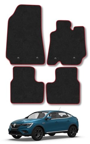 Renault Arkana (2020+) Carpet Car Mats | Red Edge Trim Tailored Fit Floor Mats Full Coverage Protection Accessories Easy Clean Anti Slip Made in the UK