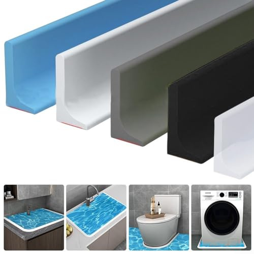 Silikon-Duschschwelle Wasserbarriere, Nassraum-Bodenbarriere, Duschabzieher-Siegelstreifen, Wasserstopper-Streifen, Badezimmer-Küchenspüle-Kantendichtungsstreifen, Wasserrückhaltedamm-Streifen (Grau