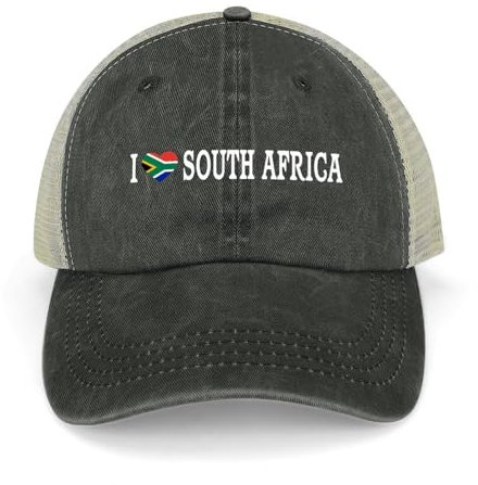 Yelolyio Outdoor Cap Herren Mesh Back Ballcap I Love South Africa Baumwolle Caps Südafrika Flagge Caps Baseball Caps Angelmützen Mesh Caps Outdoor Sport Caps, Schwarz , 1-5