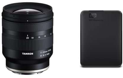 TAMRON B060 11-20mm F/2.8 Di III-A RXD, Objektiv für Sony E-Mount (APS-C), Schwarz, Weitwinkel & WD Elements Portable Externe Festplatte 5 TB