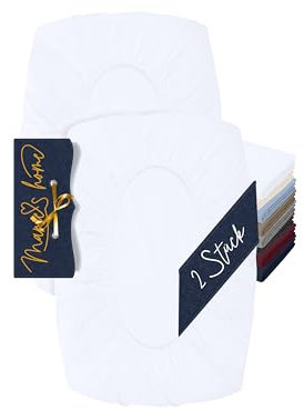 Marie´s Home 2er Pack Kissenbezug für Nackenstützkissen - Kopfkissenbezug für Nackenkissen - Spannbezug und Kissenbezug 1627.2372, M (35-40 x 55-60 cm), weiß