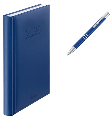 Herlitz Buchkalender 2025 / Chefkalender / A5 / Farbe: blau + Kugelschreiber