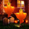 Halloween Deko Geist, Halloween Deko Hängende Geister mit LED Licht, Halloweendeko Outdoor Leuchtende Geist Batteriebetrieb, Hängende Geister Dekoration für Vorgarten Garten Party (Orange x 2)