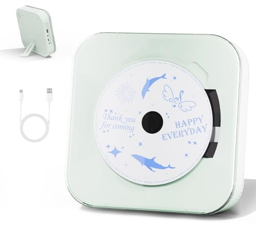 Yintiny Light Green Audio CD Player with Speakers for Home Decor (CD909)
