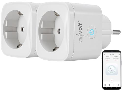 revolt Energiemessstecker: 2er-Set Smarte Energiemess-Stecker für Akkuspeicher LIT-2150, WLAN (WLAN Steckdose für Balkonkraftwerk, Strom Verbrauch Messer Steckdose, Schalter)