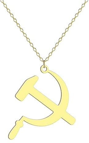 necklace Hammer and Sickle Pendant Necklace for Women Girls synthesis Not fading Hollow Charm Neck Chain Jewelry Gift Cuban Chain