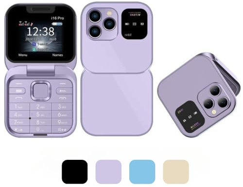 Easylife PocketFlip i16 Phone (Purple). Flip Phone with Built-In Camera & Flash, Senior Mobile Phones with USB Cable & Battery Case, Mobile Phone for Elderly People with FM Radio - Fully Guaranteed