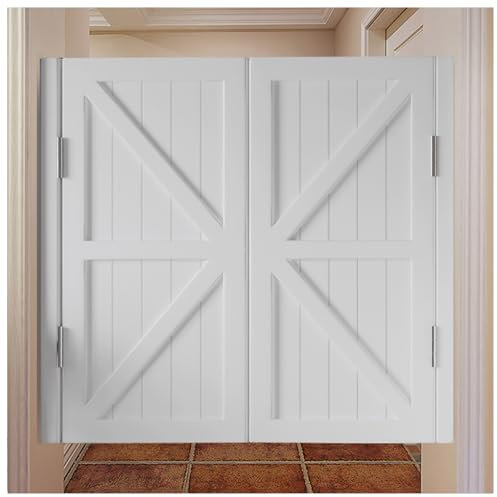 Generic Saloontür, Massivholz Schwingtür Westerntür Flügeltür, Schwingtür Küche, Holz Cowboy Bar Saloon Tür Auto Close Edelstahl Scharniere, Anpassbar Größe, Weiß, 70x90cm