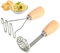 Minnhua Potato Mashers 2PCS Potato Masher Stainless Steel Potato Ricer Masher Potatoes Masher Baby Food Masher Vegetable Masher with Wood Handle for Mashed Potatoes Fruits Vegetables