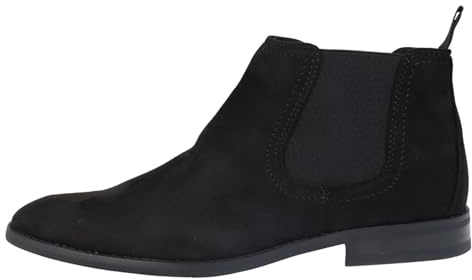 TruClothing Men's Boots Slip On Suede Leather Lined Chelsea Ankle Shoes - Black 6 UK