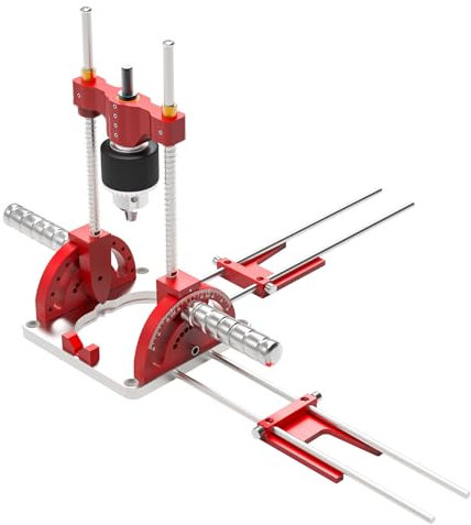 SYWAN Portable Drill Press, Angle Drill Guide Self-Centering for 1/16 - 1/2 Power Drills 0° To 60° Angle Drill Guide with Drill Chuck & Key, Self-Centering Base Woodworking Furniture