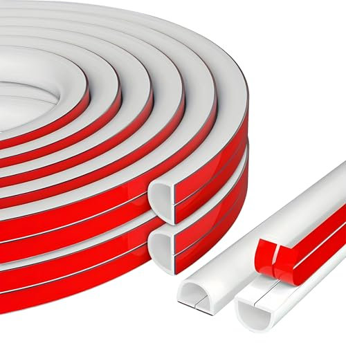 2Meters D Shape Cable Trunking Self Adhesive, White Cable Hiders for Wall Conduit Trunking for TV Cables Paintable Wire Covers for Cable Tidy