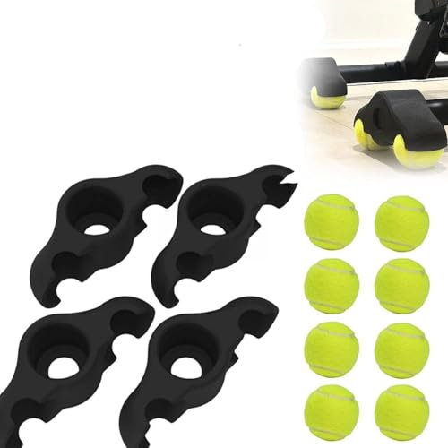 4 Pack Indoor Cycling Snap Rocker Feet Adapters,Portable Rocker Plate Bike Trainer with 8 Pack Tennis Balls,Stationary Bike Snap Mat,for Resistance Trainer Exercise Kickr Core Workout Equipment