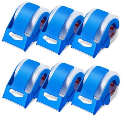 VEVOR Nastro da Imballaggio Trasparente, Anima 38,1 mm, 6 Rotoli, 47,8 mm x 25 Iarde, Nastro da Imballaggio con Distributore, Resistente 0,068 mm per Traslochi, Spedizione Postale
