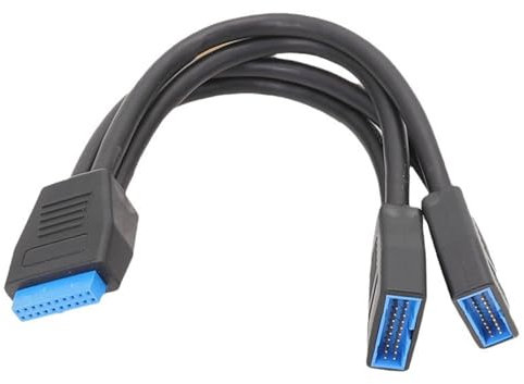 Hsupez 19/20 poliger Y Splitter, USB 3.0 Spezifikationen, 1 Stecker auf 2 Buchsen, 20cm, 19/20Pin Stecker zu Buchsen Kabel, mit Abschirmschicht+Erdungskabel, für Computer Motherboards