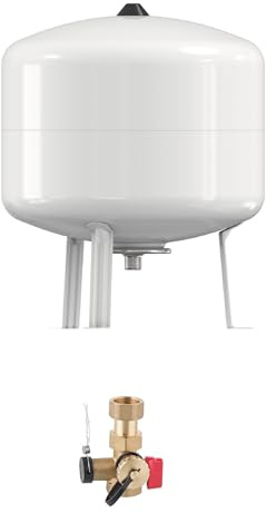 Vollmembran Ausdehnungsgefäß Heizung MAG 8-150 Liter Vordruck 1,5 bar Betriebsdruck 6 bar weiß (N100 L (100 Liter) - Mit Kappenventil Gerade)