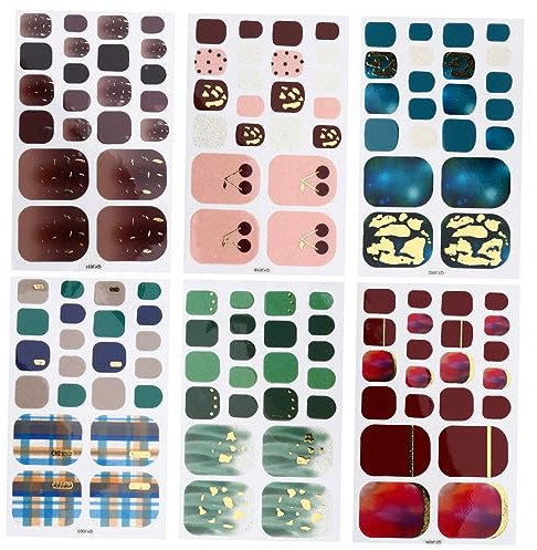 VALICLUD 6 Ensembles Autocollants de Décoration pour Ongles de Pied de Étanches Stickers pour Ongles Femmes Kit Pratique pour Nail Art DIY