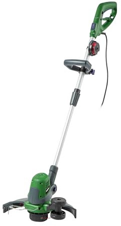 Forte 550W Electric Grass Trimmer. 3 in 1 trimming, edging and reach mode. Strimmer with telescopic shaft, plant guard and guide wheel. (10m Cable)