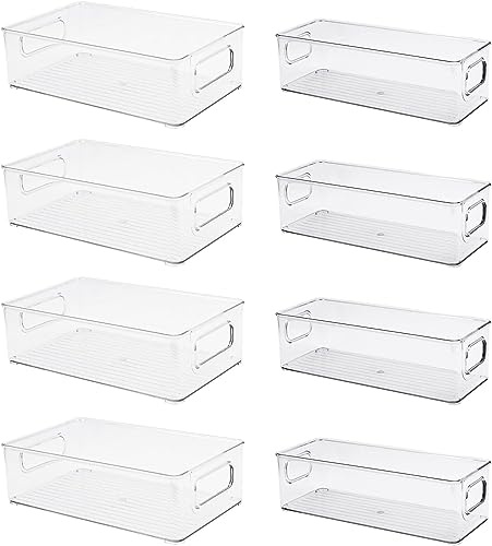 MALLOOM Lot de 8 Bacs de Rangement Garde-Manger (2 Tailles),Organiseur Frigo Cusine Rangement Frigo,Convient pour la Cuisine, le Réfrigérateur, le Tiroir, l'armoire, le Bureau ou le Bureau