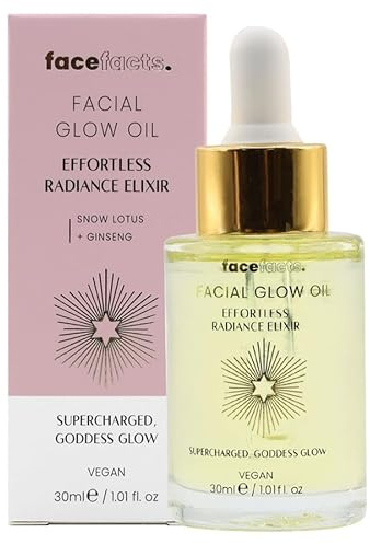 Face Facts Facial Glow Oil, Snow Lotus and Ginseng Radiance Elixir, Vegan, 30ml