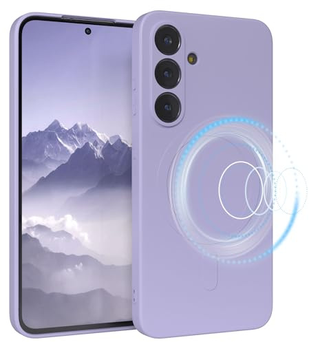 EAZY CASE - Silikonhülle magnetisch für Galaxy S25 FE Hülle Silikon Lila weich stoßfeste Magnet Handyhülle Schutzhülle mit Kameraschutz Dünn Schutz Cover TPU Bumper in Pastell Lavendel Blau