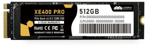 LinkMore XE400 Pro 512GB NVMe SSD M.2 2280, SSD PCIe Gen4 x4 (PCIe 4.0), SSD interno, fino a 4850 MB/s in lettura e 3300 MB/s in scrittura, per dispositivi con slot NVMe M.2 2280