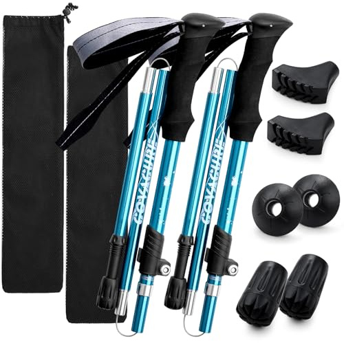 covacure Walking Poles, 7075 Aluminum Tri-fold, Adjustable Height, 2PCS