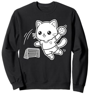 Bonito Jugador de Balonmano Kawaii Forma Gato Pista Cubierta Sudadera