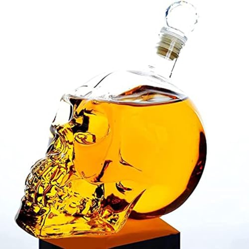 Weindekanter - Whiskey Karaffe, 1000 Ml Glasflasche Mit Totenkopf-Motiv, Whiskyflasche, Statue, Baijiu-Geschenk, Whisky, Wodka, Scotch, Rum, Tequila, Geschenk-Dekanter