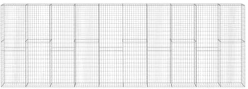 Makastle Mur à Gabion Acier Galvanisé Argenté 600 x 30 x 200 cm avec Couvercles