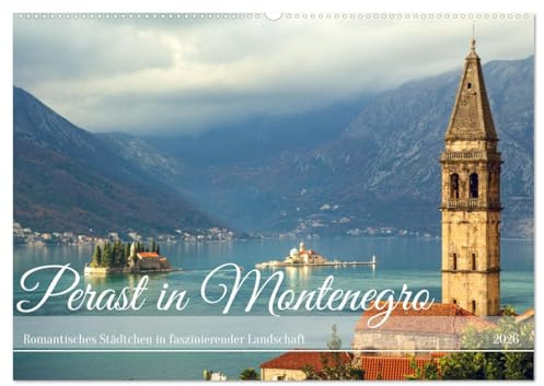 Perast in Montenegro - Romantisches Städtchen in faszinierender Landschaft (Wandkalender 2026 DIN A2 quer), CALVENDO Monatskalender: Idyllisches Perast an der Adriaküste (CALVENDO Orte)