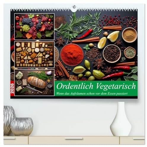 Ordentlich Vegetarisch (hochwertiger Premium Wandkalender 2026 DIN A2 quer), Kunstdruck in Hochglanz: Wenn das Auge die schöne Ordnung genießt (CALVENDO Lifestyle)