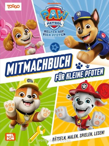 PAW Patrol Kindergartenheft: Mitmachbuch für kleine Pfoten: Rätseln, Malen, Spielen, Lesen! | Beschäftigung wie Labyrinthe, Ausmalbilder, Quiz mit den Hunden der PAW Patrol ab 4 Jahren