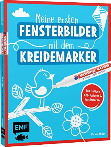 Vorlagenmappe Meine ersten Fensterbilder mit dem Kreidemarker: Mit Anleitung, 6 lustigen XXL-Vorlagen-Postern und original edding 4090 Kreidemarker (weiß) – ab 4 Jahren