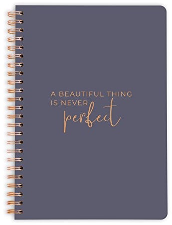 purepaper Notizblock | Notizbuch | Spiralblock | Bullet Journal | Beautiful Is Never Perfect, DIN A5, Softcover, 120g, gepunket, dotted, punktkariert, dot grid, 120 Seiten