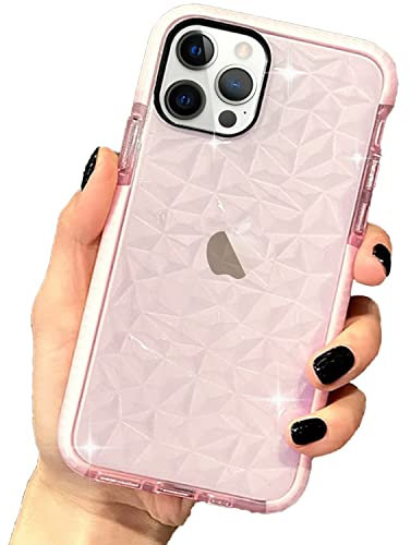 LLZ.COQUE for iPhone 6/6S Clear Glitter Diamonds Sparkly Silicone Shockproof Case, Pink