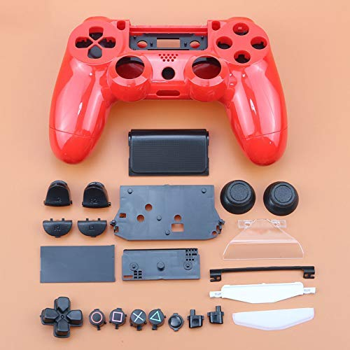 Carcasa Completa con Botones para Mando inalámbrico Sony Playstation 4 PS4 JDM-011 JDM-001 (Rojo)