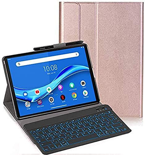 RLTech Tastiera Custodia per Lenovo Tab M10 FHD Plus, [Italiana Layout] 7 Colori Backlit Tastiera Wireless con Custodia Protettiva per Lenovo Tab M10 FHD Plus 10.3 TB-X606F, Rosa Oro