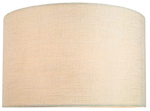 Happy Homewares Contemporary and Sleek 14 Inch Cream Linen Fabric Drum Lamp Shade 60w Maximum | 35cm Diameter | for Table/Floor Lamp or Pendant
