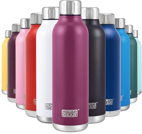 Polar Gear Stainless Steel Water Bottle - 500ml Vacuum Insulated Metal Water Bottle, Double Wall, Leakproof Drinks Bottle - 12H Hot, 24H Cold - Perfect for Work, Travel, Sports, Gym (Berry)