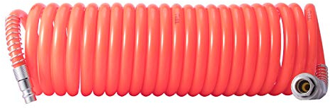 Professional Compressed Air Hose, 6 M, Compressed Air Spiral Hose with Quick Coupling, Working Pressure 10 Bar, Made of Polyurethane, 6.5 x 10 mm, 1/4 Inch.