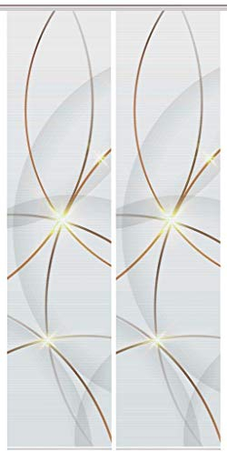 HOME WOHNIDEEN 55062 | 2er-Set Schiebegardine 'BLINKI', Digitaldruck auf Bambus-Optik, mit abstraktem Motiv, 260x60cm, Farbe: Rot und Türkis, Farbe:rot