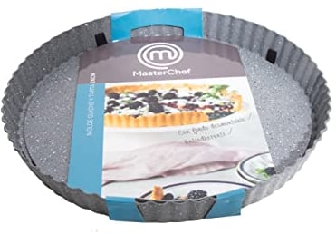 Masterchef Junior - Molde de Quiche Desmontable - Diseño en Acero de Carbono - Molde con Superficie Antiadherente - Base Desmontable para Fácil Extracción - Apto para Horno