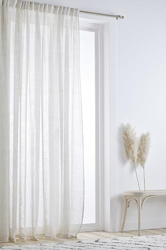 Jotex Ellen Multifunktionsgardine – Leinen Vorhang extra breit, 100% Leinen (1er Pack) - Leinenbeige, 300 cm