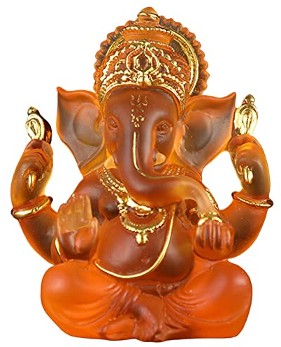 Baoblaze Ganesha Elefant Gott Statue Harz handgefertigte Skulptur Buddha Figur Dekoration für Heimdekoration Handwerk Geschenke - Orange