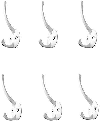 Eabdice 6 Pezzi Doppio Appendiabiti Ganci, Gancio Appendiabiti per Camera da Letto Vintage, Doppi Ganci con 12 Viti, Applica a per Sciarpe, Borse, Asciugamani, Chiavi, Cappello