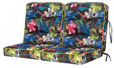 Bankauflage für Gartenmöbel, Gartenbank, Polsterauflage für Hollywoodschaukel, Auflagen für Gartenschaukelkissen, Sitzkissen, Stuhlauflage, Indoor/Outdoor - Bunte Bläter - 120 cm (2 x 60 cm)